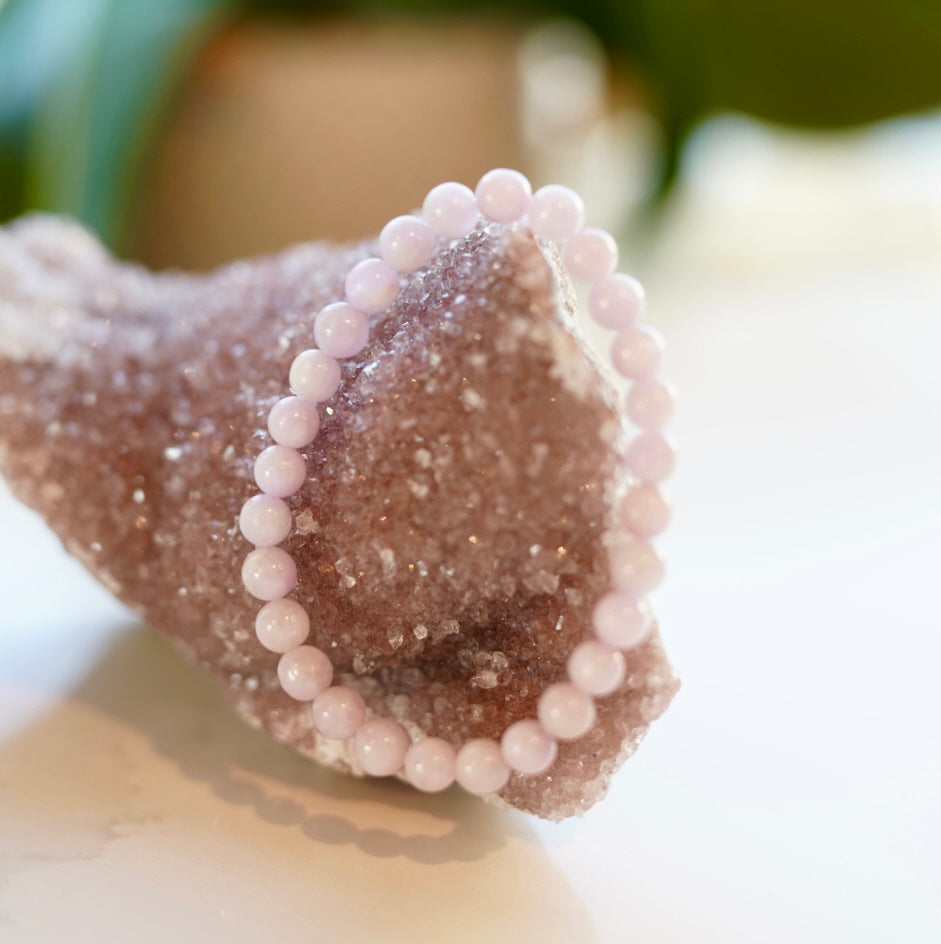 Krystallarmbånd - str S - Kunsitt/Kunzite