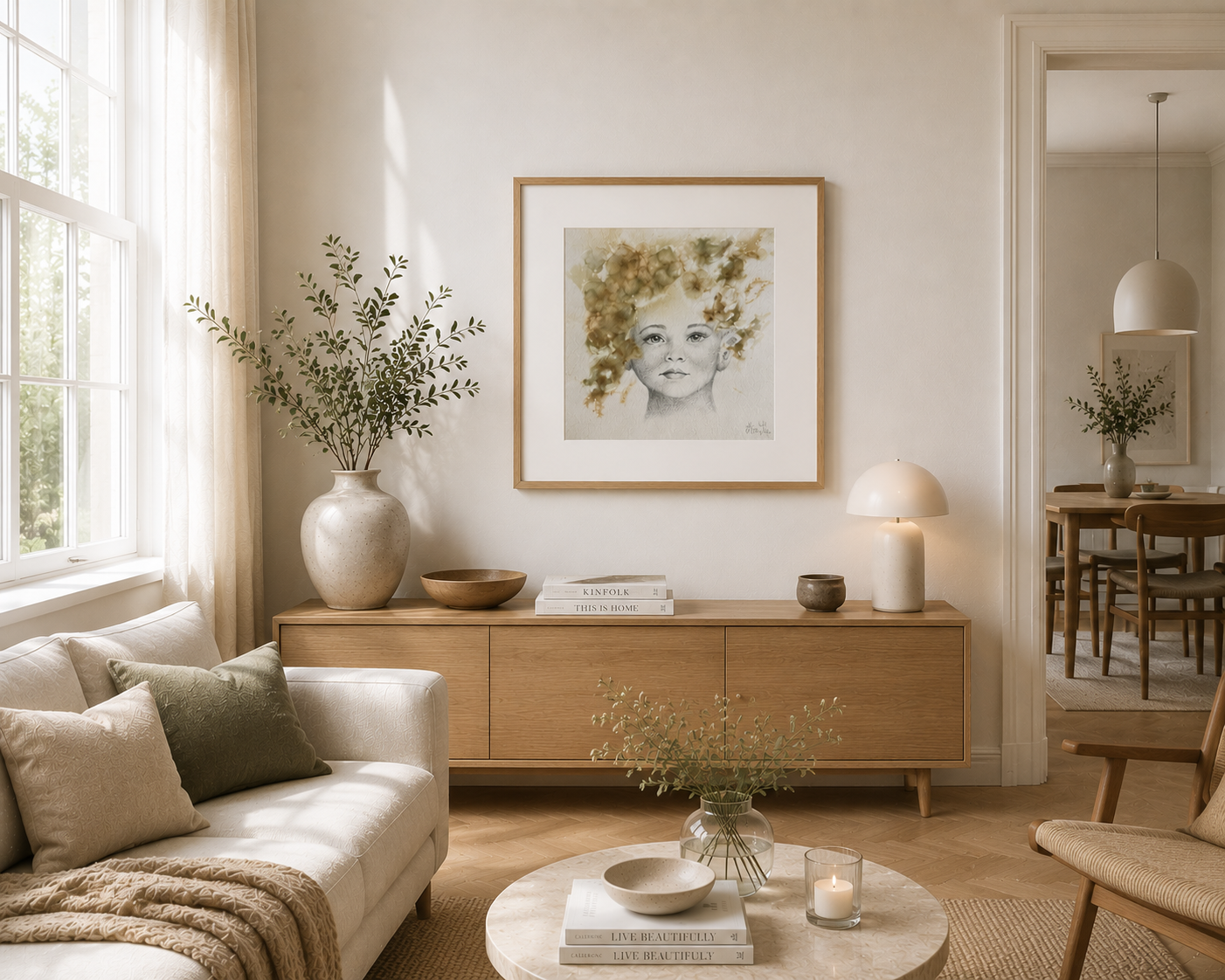 Bestilling portrett - Botanisk trykk/blyant 46x61cm