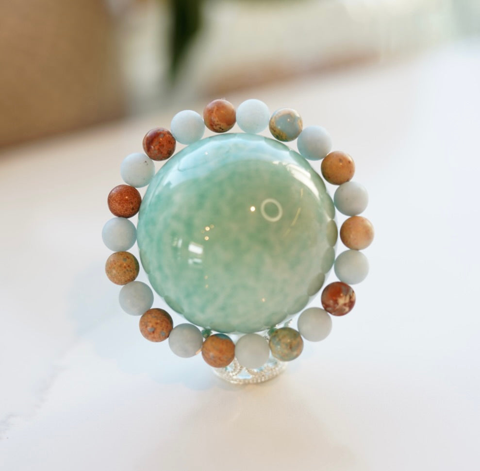Crystal bracelet - size S - Aquamarine / Jasper