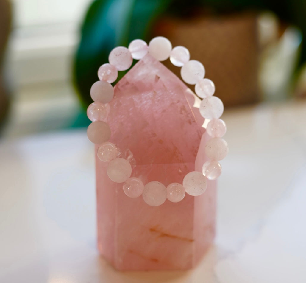 Crystal bracelet - size S - Rose quartz