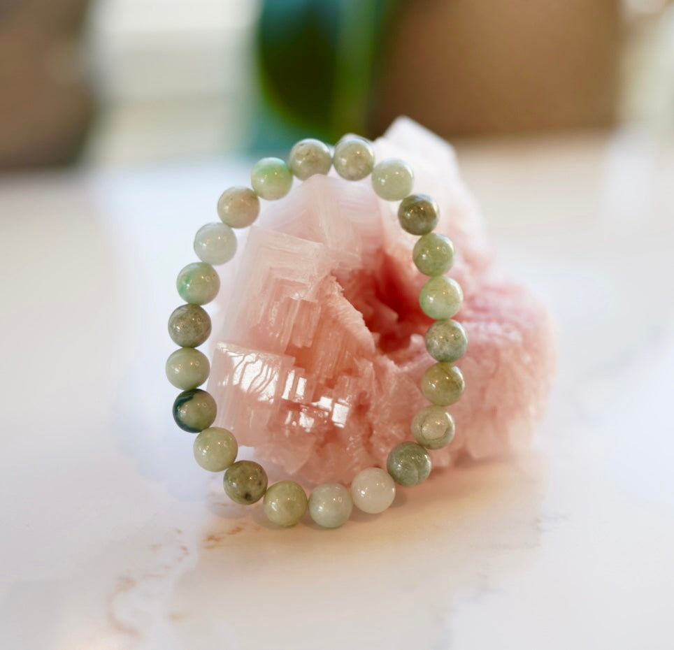Crystal bracelet - size S - Green Burmese Jade