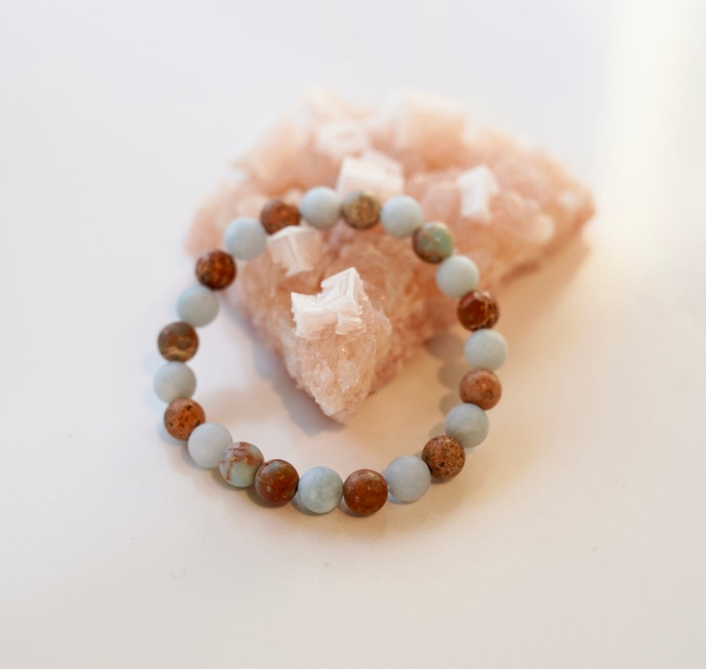 Crystal bracelet - size S/M - Aquamarine / Jasper