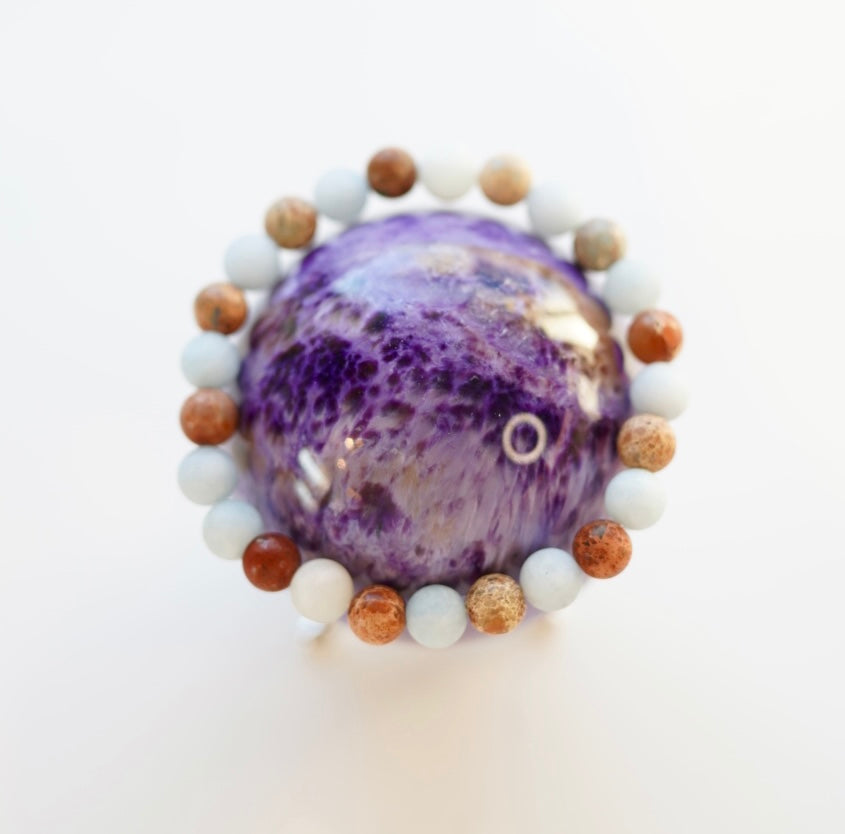 Crystal bracelet - size M/L - Aquamarine / Jasper