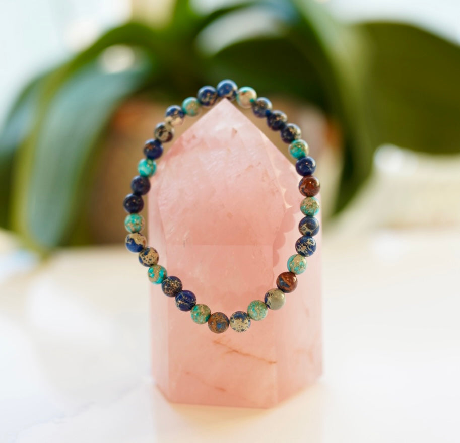 Crystal bracelet - size M/L - Blue and turquoise Jasper